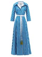 Matchesfashion.com Evi Grintela - Ben Youssef Striped Cotton Shirt Dress - Womens - Blue White
