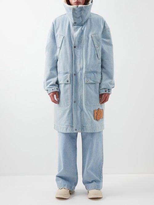1 Moncler Jw Anderson - Muir Shearling-collar Denim Down Parka - Mens - Blue