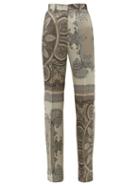 Matchesfashion.com Etro - Lindsey Paisley Print Satin Wide Leg Trousers - Womens - Grey Multi