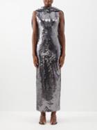 16arlington - Blair Open-back Sequined-tulle Gown - Womens - Black