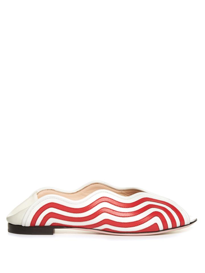 Fendi Wave Foldable-heel Leather Flats