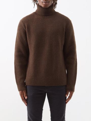 Nudie Jeans - August Organic-wool Roll-neck Sweater - Mens - Brown