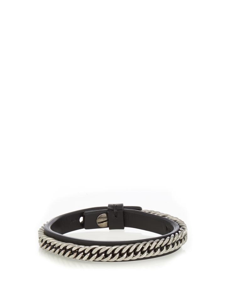 Givenchy Metal-chain Leather Bracelet