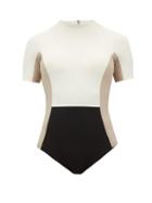 Matchesfashion.com Vaara - Cheyenne Colour-block Swimsuit - Womens - Cream Multi