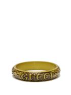 Matchesfashion.com Gucci - Logo And Snake Carved Resin Bangle - Mens - Green