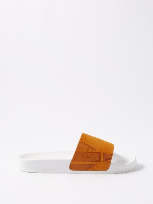 Frescobol Carioca - Umberto Suede And Rubber Slides - Mens - Gold