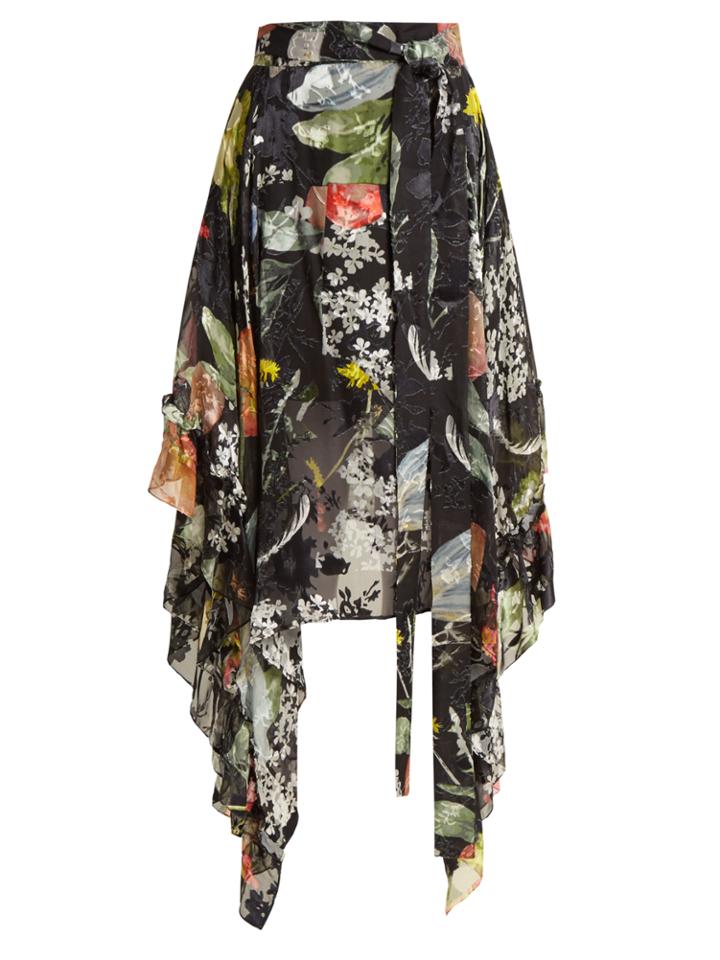 Preen By Thornton Bregazzi Alanis Dandelion-print Silk-devor Skirt