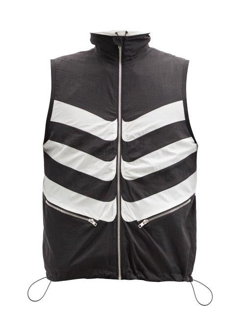 Matchesfashion.com Arnar Mar Jonsson - Drawstring-hem Striped Ripstop Gilet - Mens - Black