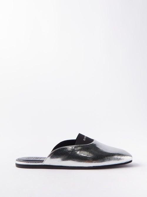 Givenchy - Bedford Metallic-leather Backless Loafers - Womens - Silver