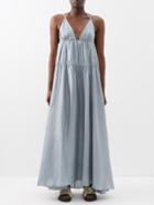 Joseph - Darnley Gathered Silk Maxi Dress - Womens - Light Blue