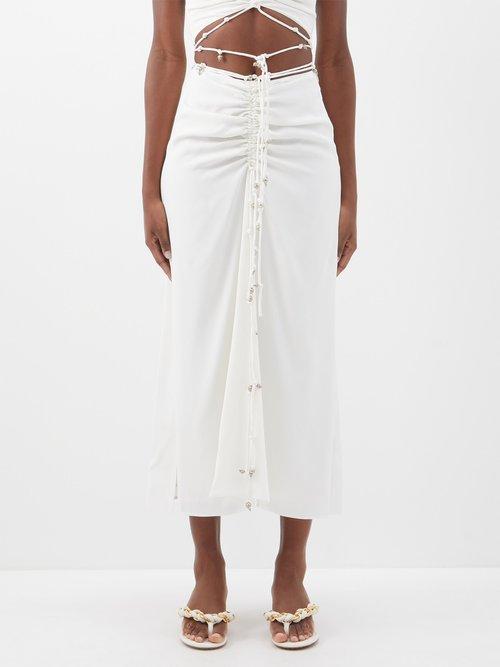 Altuzarra - Safia Gathered Silk Midi Skirt - Womens - Ivory