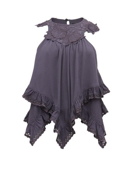 Matchesfashion.com Isabel Marant - Lupita Embroidered Crepe Top - Womens - Black