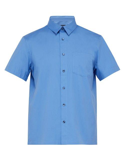 Matchesfashion.com A.p.c. - Cippi Short Sleeved Cotton Poplin Shirt - Mens - Blue