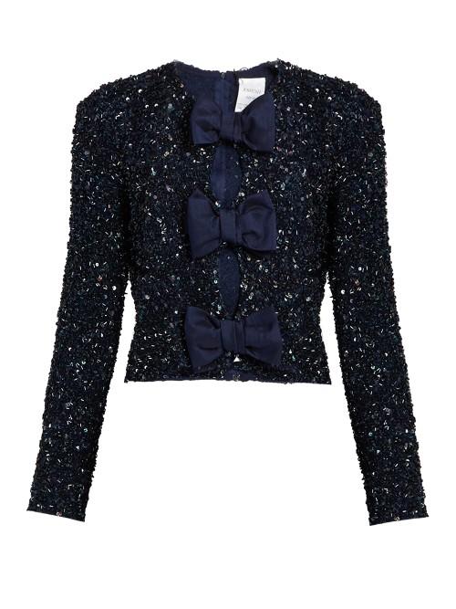 Ashish Sequin-embellished Front-bow Silk Top