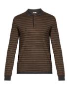 Boglioli Long-sleeved Striped Wool-blend Polo Shirt