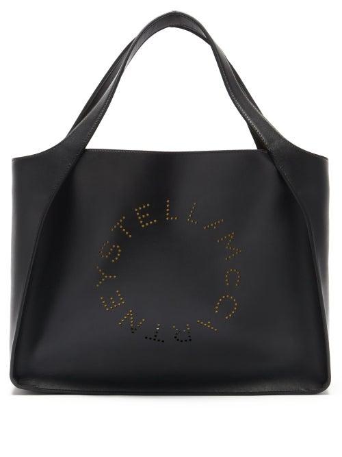 Matchesfashion.com Stella Mccartney - Stella Perforated-logo Faux-leather Tote Bag - Womens - Black