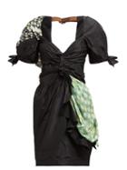 Matchesfashion.com Preen By Thornton Bregazzi - Florence Contrast Panel Ruched Silk Dress - Womens - Black