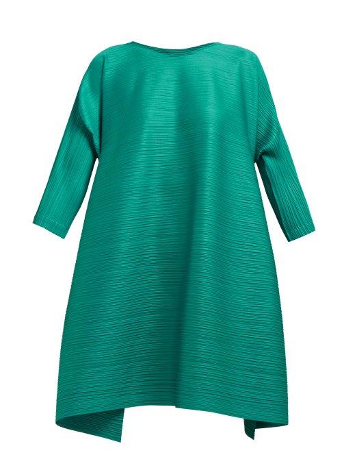 Matchesfashion.com Pleats Please Issey Miyake - Buttoned Side Tech Pleated Dress - Womens - Green