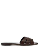 Matchesfashion.com Saint Laurent - Tribute Leather Slides - Womens - Dark Brown