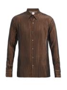 Matchesfashion.com 73 London - Metallic-striped Silk-blend Organza Shirt - Mens - Brown