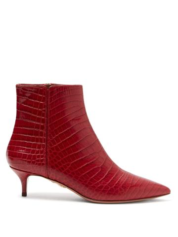Aquazzura Editor 45 Crocodile-effect Leather Ankle Boots