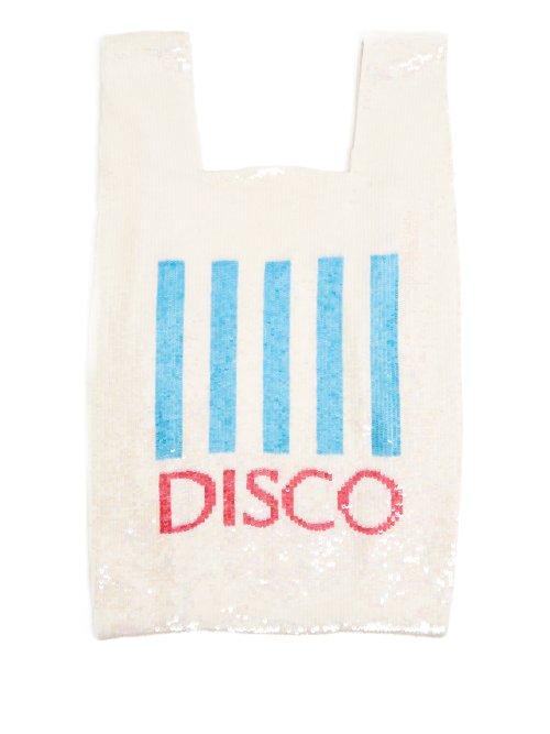 Matchesfashion.com Ashish - Disco Sequin Embellished Cotton Bag - Womens - Blue White