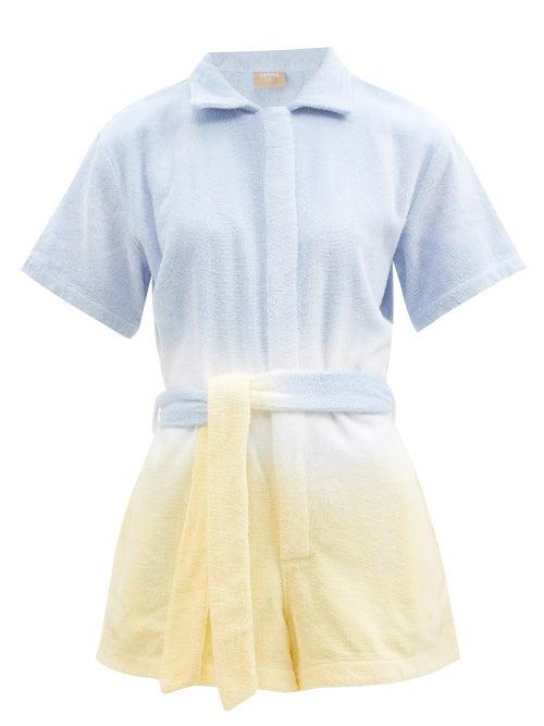 Terry - Tie-dye Cotton-terry Playsuit - Womens - Blue Multi