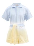 Terry - Tie-dye Cotton-terry Playsuit - Womens - Blue Multi