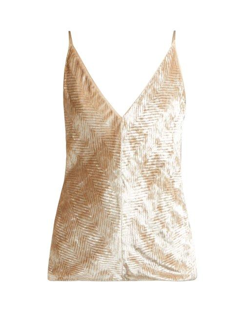 Matchesfashion.com Gabriela Hearst - Geoffrey Velvet Herringbone Cami Top - Womens - Beige