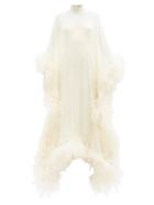 Taller Marmo - Casta Diva Spirito Feather-trimmed Silk Dress - Womens - Ivory