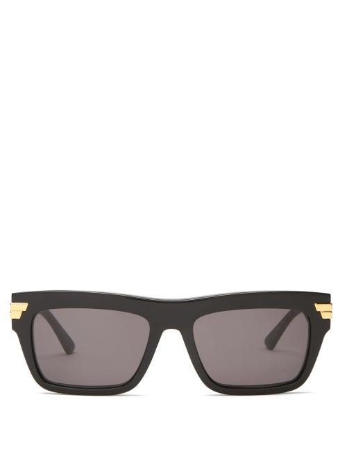 Mens Eyewear Bottega Veneta - Square Acetate Sunglasses - Mens - Black