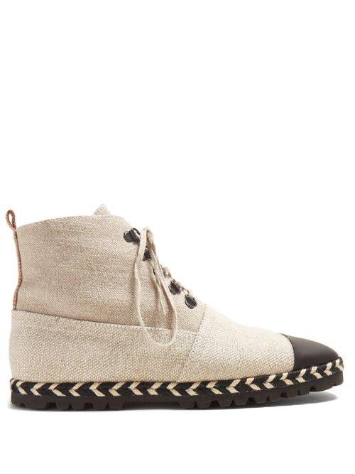 Matchesfashion.com Jw Anderson - Espadrille Canvas Ankle Boots - Womens - Beige