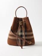 Burberry - Checked Twill Drawstring Bucket Bag - Womens - Brown Multi