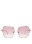 Matchesfashion.com Alexander Mcqueen - Hexagonal Metal Sunglasses - Womens - Purple Gold