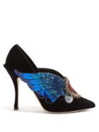 Matchesfashion.com Dolce & Gabbana - Sequin And Crystal Embellished Velvet Pumps - Womens - Black Multi
