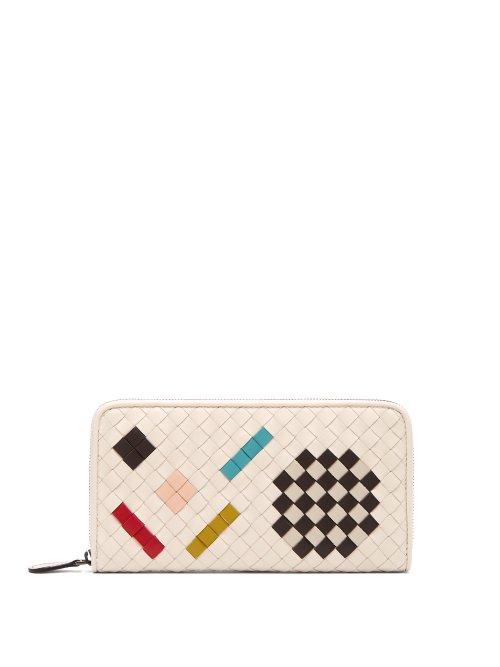 Matchesfashion.com Bottega Veneta - Intrecciato Leather Purse - Womens - White Multi