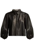Matchesfashion.com Ganni - Blouson Sleeve Leather Shirt - Womens - Black