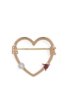 Matchesfashion.com Delfina Delettrez - Diamond, Rhodolite, Pearl & Pink Gold Brooch - Womens - Gold
