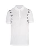 Matchesfashion.com Neil Barrett - Military Star Appliqu Cotton Polo Shirt - Mens - White Black