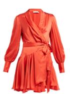Matchesfashion.com Zimmermann - Silk Satin Wrap Dress - Womens - Red
