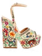 Sergio Rossi Cacoon Embroidered Wedge Sandals