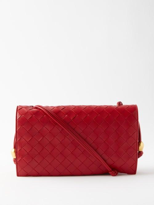 Bottega Veneta - Trio Intrecciato-leather Pouch - Womens - Red