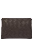 Matchesfashion.com Bottega Veneta - Intrecciato Weave Leather Pouch - Mens - Brown