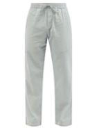 Smr Days - Drawstring-waist Cotton-seersucker Trousers - Mens - Blue Stripe