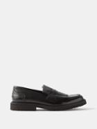 Vinnys - Kiltee Fringed Leather Loafers - Mens - Black