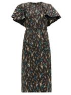 Matchesfashion.com Erdem - Gaia Willow Ditsy-print Silk Dress - Womens - Black Blue