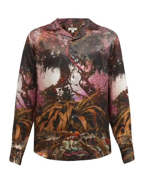 Matchesfashion.com Phipps - Hollywood Tree-print Cupro Shirt - Mens - Black Multi