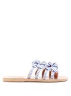 Matchesfashion.com Ancient Greek Sandals - Hara Bow Embellished Leather Slides - Womens - Blue Stripe