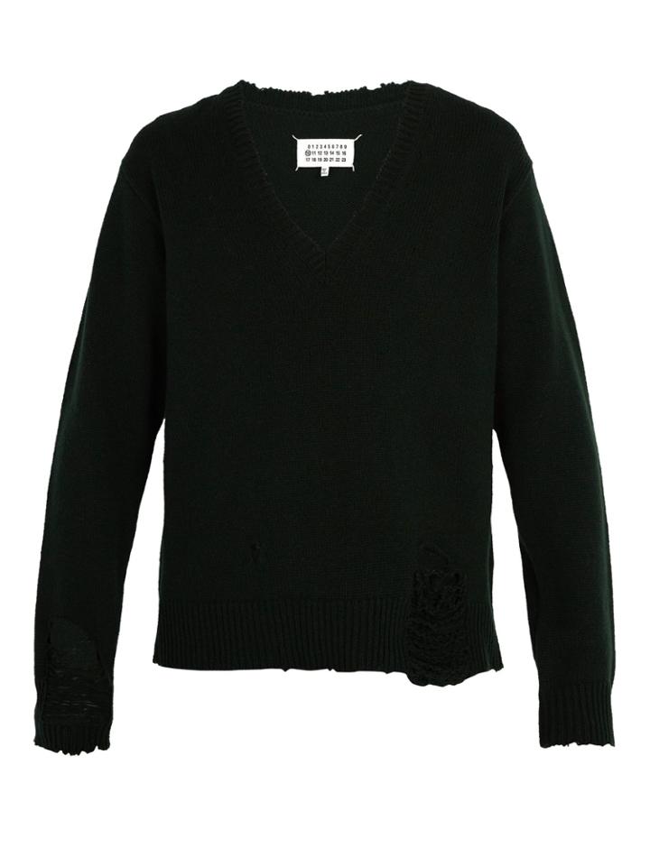 Maison Margiela Distressed V-neck Sweater