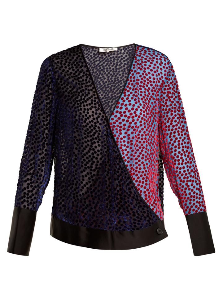 Diane Von Furstenberg Polka-dot Devor Wrap Top